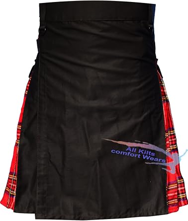 Black Leather Straps Hybird Utility Kilts