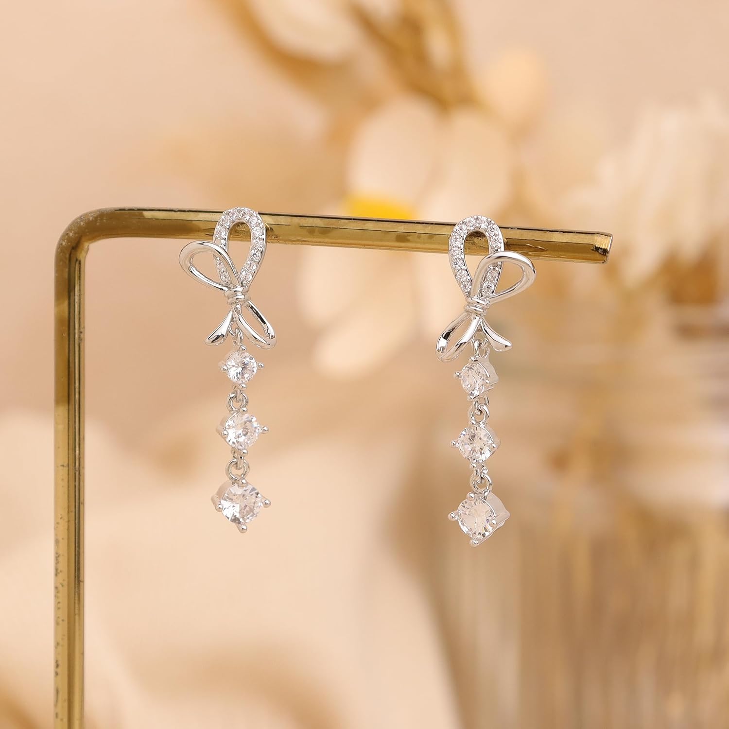 Sonateomber Long Pearl Dangle Drop Earrings for Women, Sparkly CZ Rhinestone Tassels Dangling Earings Prom Wedding Accessories Fashion Jewelry Gift - Image 5