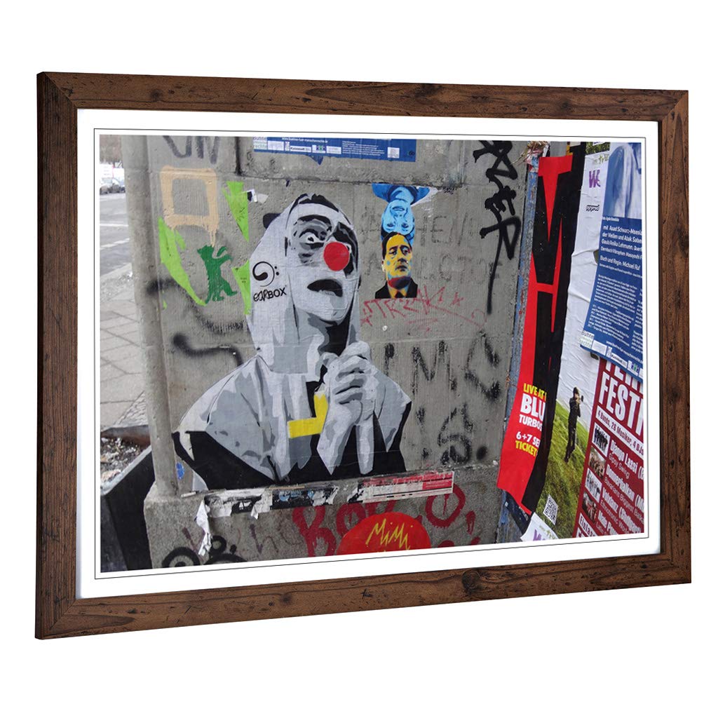 Big Box Art Framed Print of Berlin Germany Graffiti (2) Design | Wall Art Picture | Home Decor for Kitchen, Living Room, Bedroom, Hallway, Walnut, A2 / 24.5x18 Inch / 62x45cm