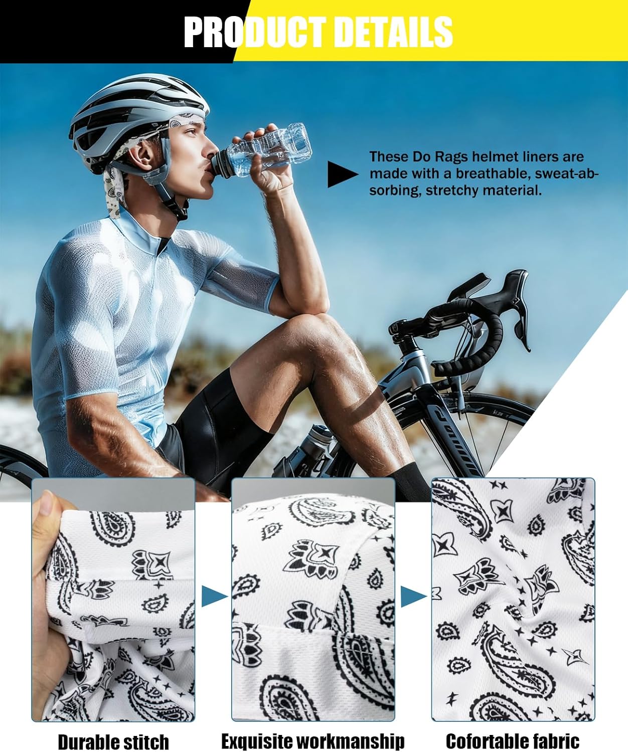 Doo Rags Beanie Hats Skull Caps Dew Rag Bandana Helmet Liner Motorcycle Cycling Cap Do Rag Headwrap for Men and Women - Image 5