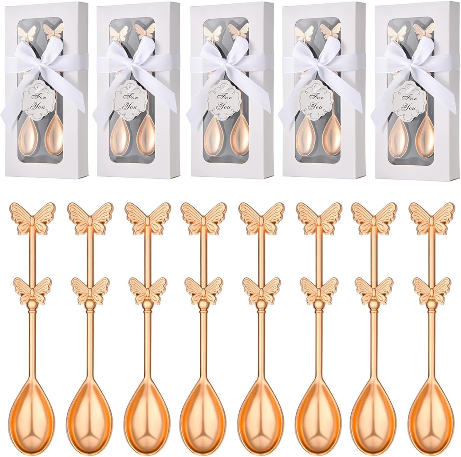 30 Boxes 60 Pcs Butterfly Tea Spoons for Wedding Favors Coffee Spoon Tea Party Souvenirs Bridal Baby Shower Guests Return Gift Individual Package (30)