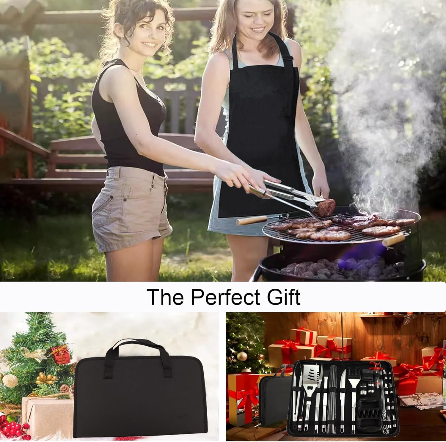 30PCS Portable Grilling Accessories Kit,BBQ Accessories Set with Storage Bag,Stainless Steel Barbecue Tool Set with Apron, for Outdoor,Camping,Backyard Grill Accessories Sets,Man Best Barbecue Gift - Image 8