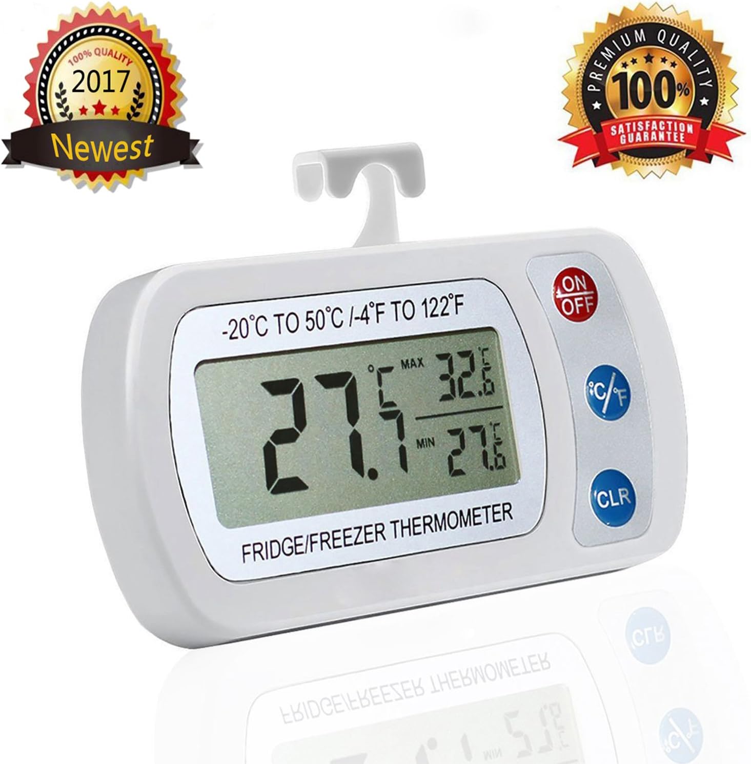 Fridges Thermometer AIGUMI Digital Waterproof Fridge Freezer Thermometer With Easy to Read LCD Display and Max/(1Pack)