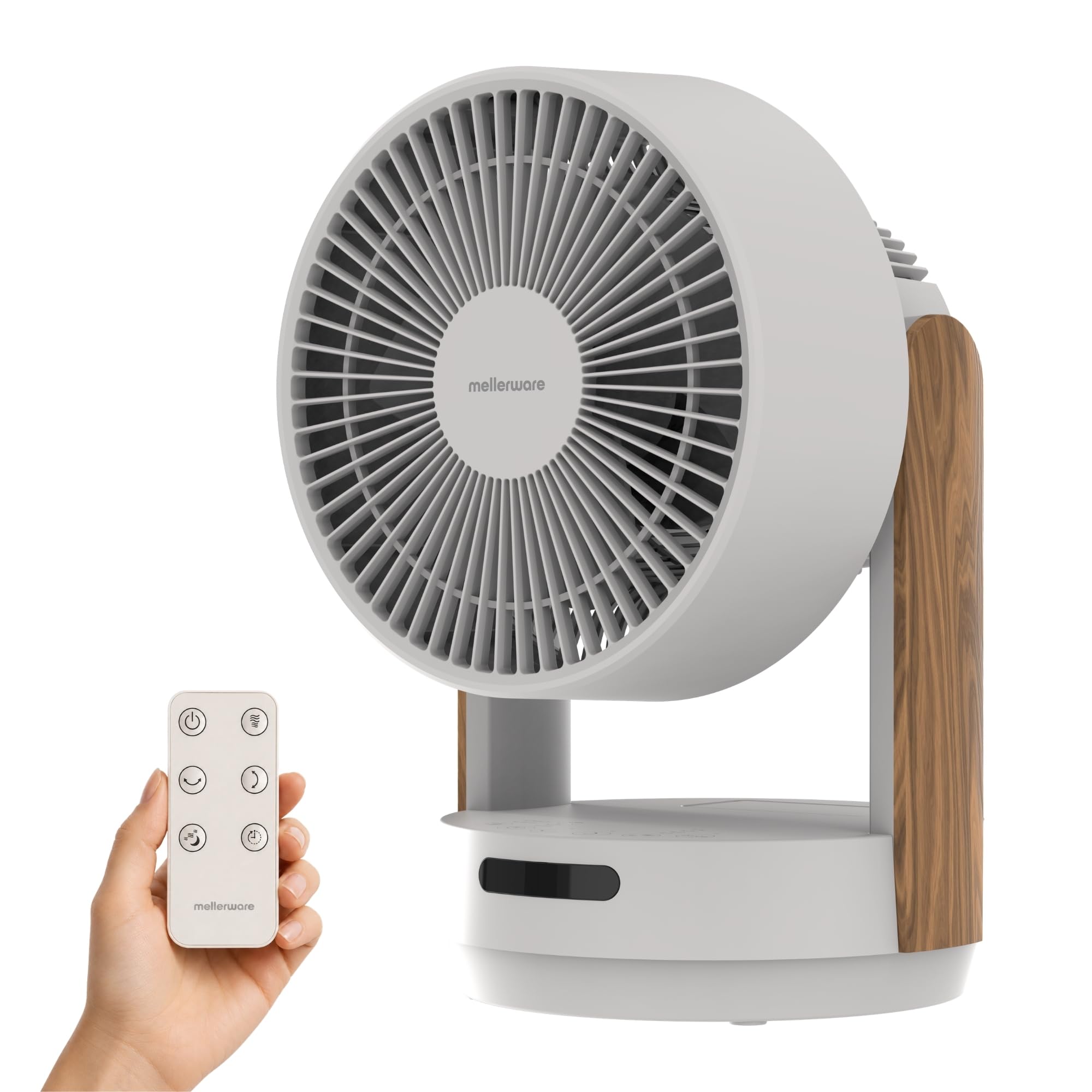Mellerware Brizy Desk 360 Silence Tischventilator 360° Oszillation BLDC-Motor 20W 4 Geschwindigkeiten Fernbedienung