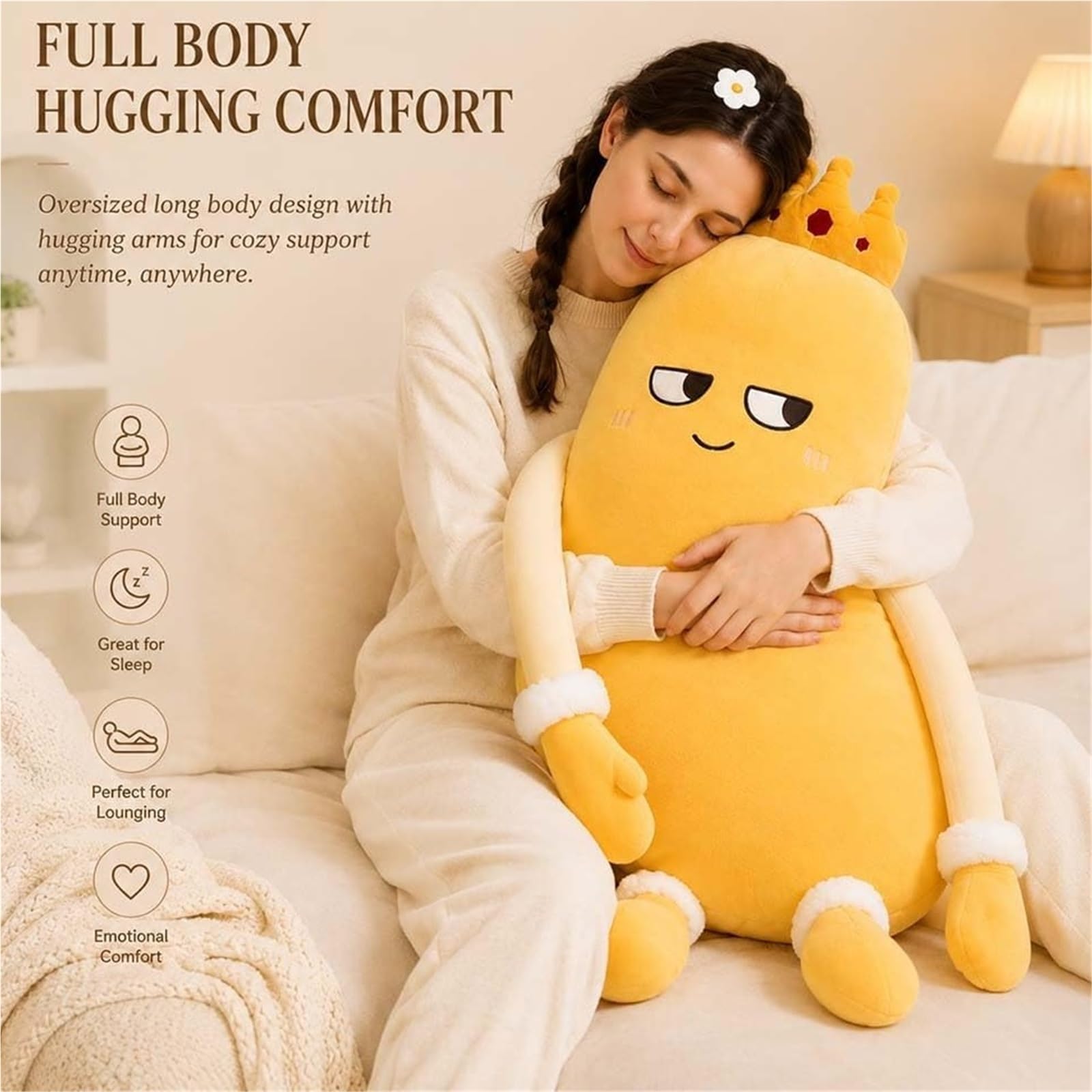 Cuscino Da Abbraccio In Peluche A Forma Di Mango Cuscino in peluche di mango con braccia che accarezzano, cuscino decorativo a corpo lungo for divano camera da letto(Bluetooth Version,47.24 inches)