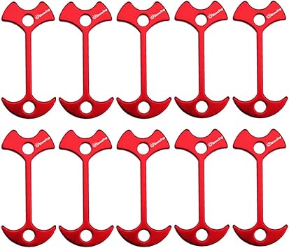 10pcs Fishbone Tent Stakes Pegs Lengthen Deck Nail Anchor Stopper Guyline Tensioner Camping AccessoriesRed