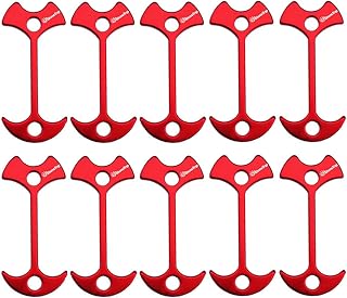 10pcs Fishbone Tent Stakes Pegs Lengthen Deck Nail Anchor Stopper Guyline Tensioner Camping Accessories(Red)
