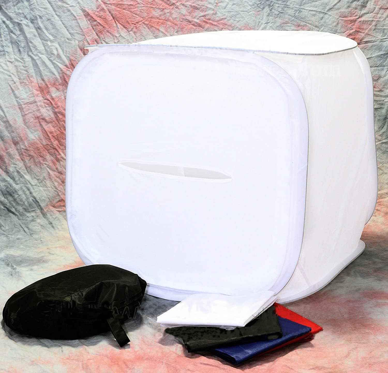 CUBO SOFT BOX SEMIRIGIDO TENDA LUCE 80 X 80 X 80 cm CON 4 SFONDI RICHIUDIBILE con custodia E CERNIERA