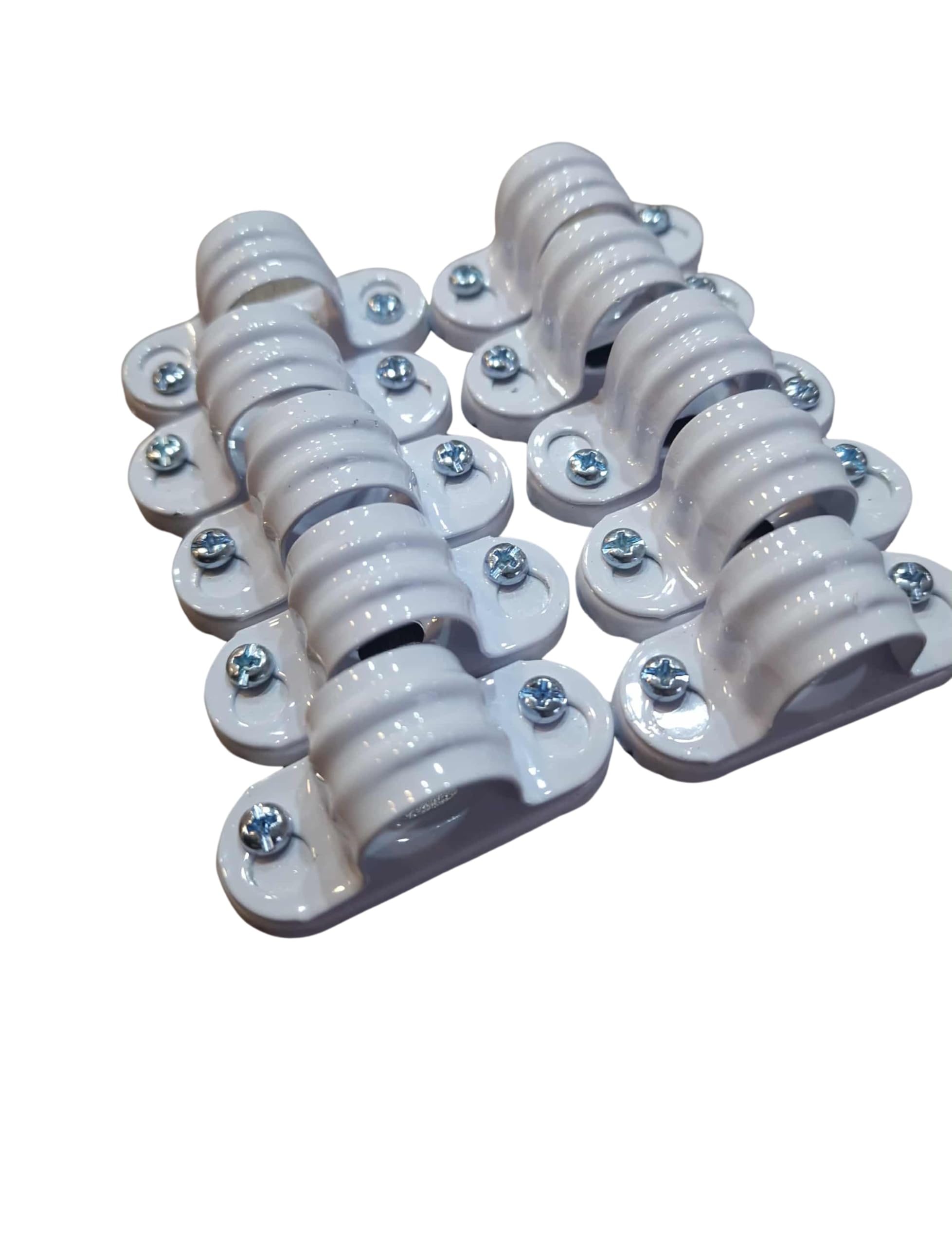 20mm Steel Spacer Bar Saddles White | Suits 20mm PVC Conduit | 10 Pack