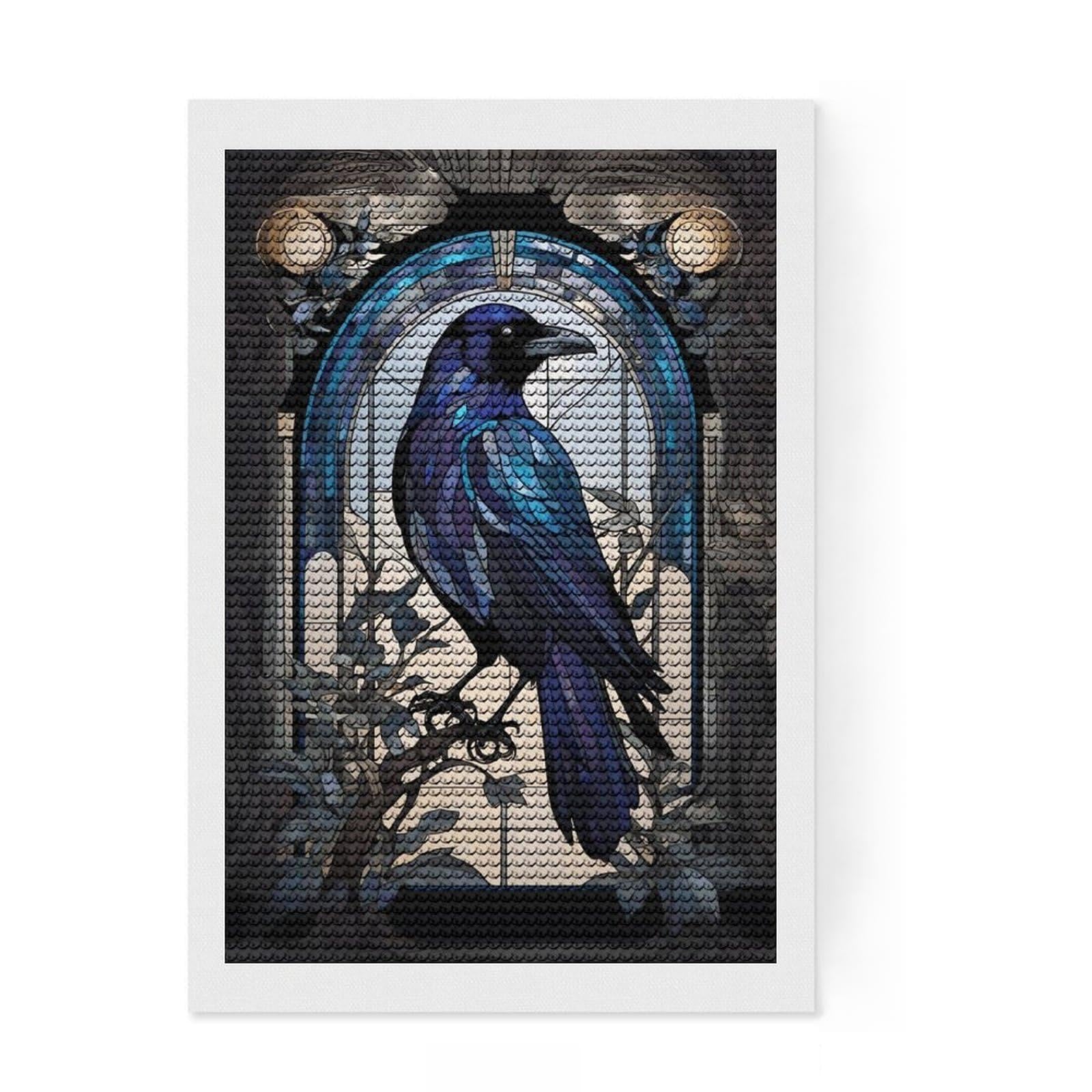Junmoney Raven Animal Diamond Art Kit 8"x12", Christmas Gift, for Beginners, Easy Handmade Project, Bedroom Decor, Stress Relief Craft