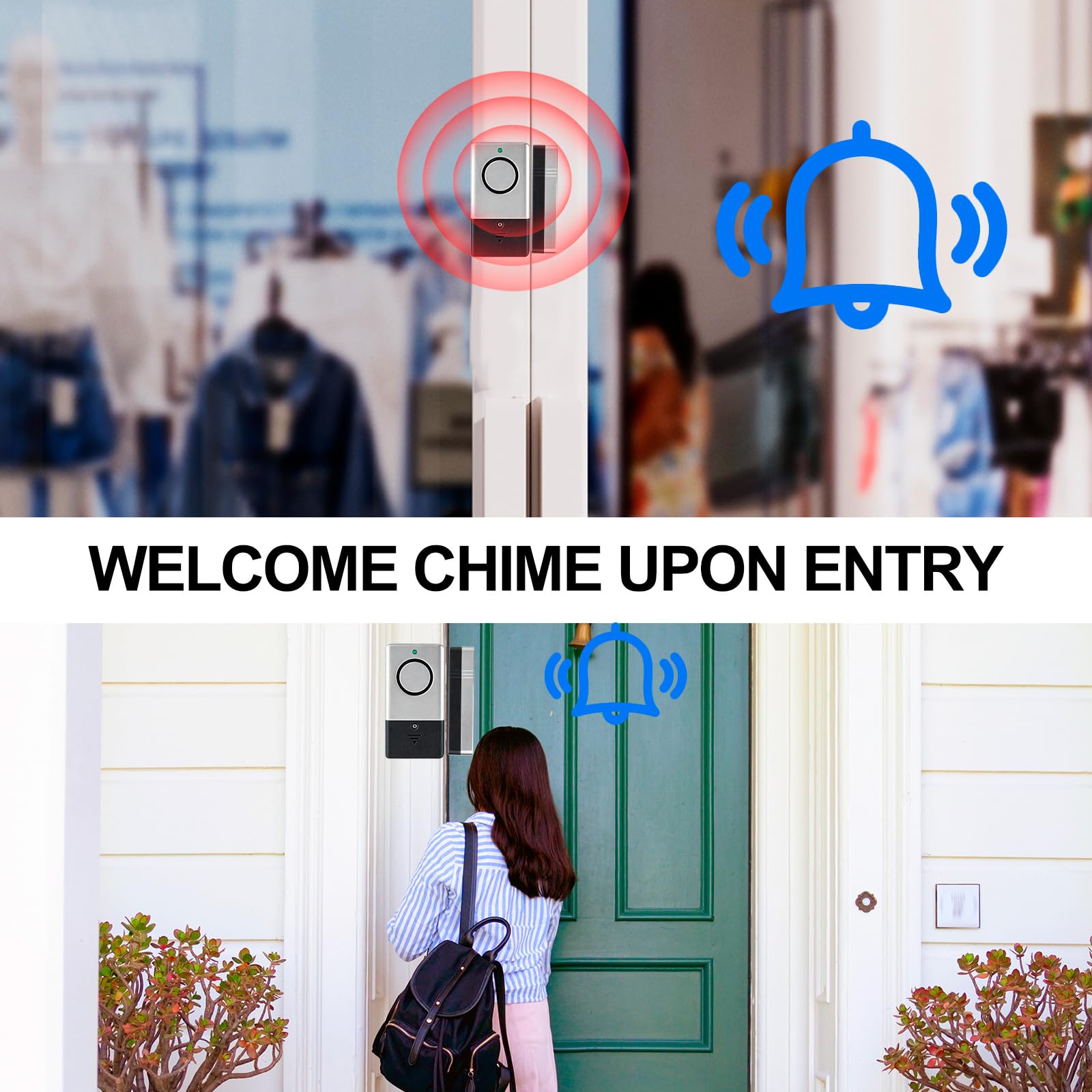 Alarmas para puerta y ventana (120 DB, con imán blanco)