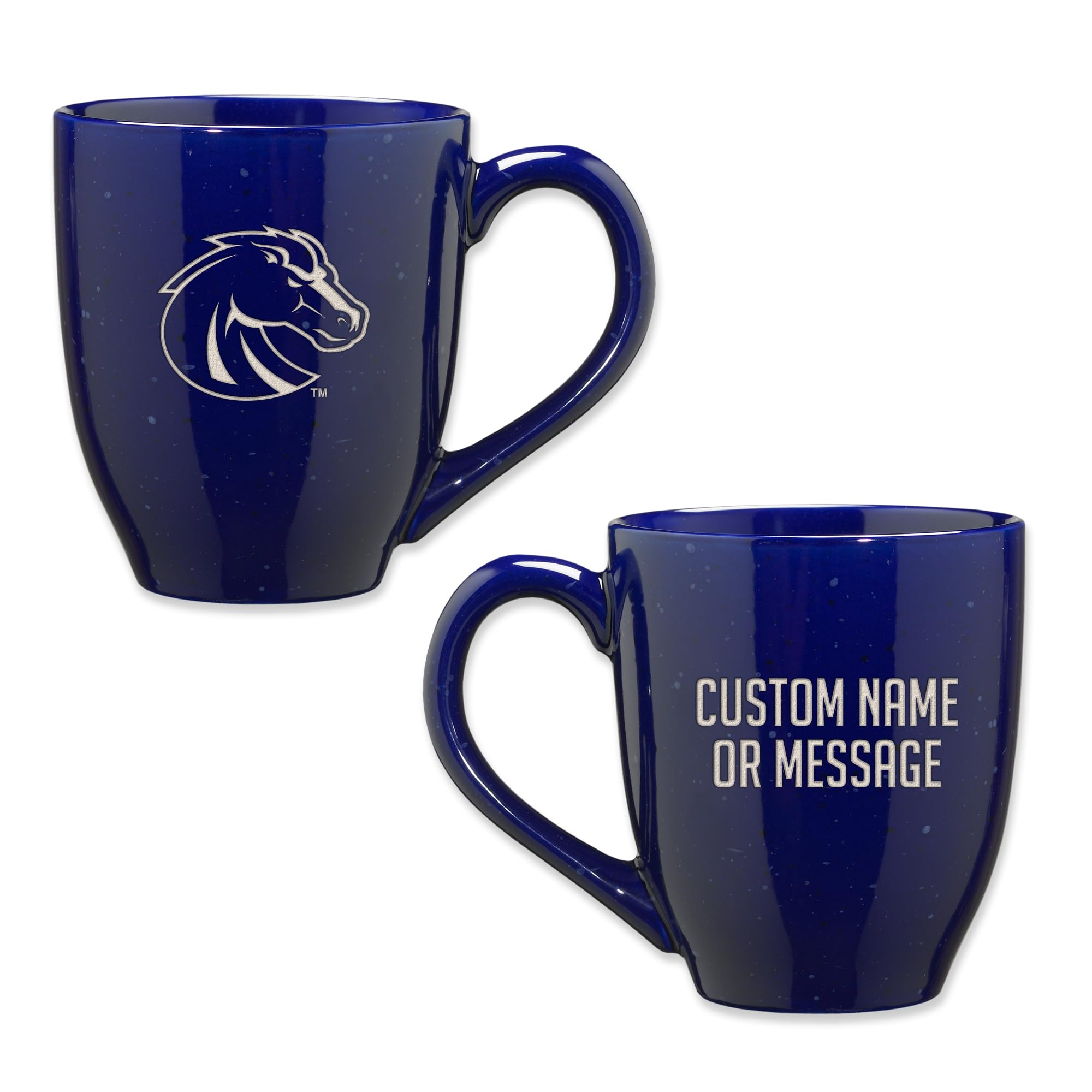 Rico Industries NCAA Boise State Broncos Royal Blue Personalized 16 oz Team Color Laser Engraved Speckled Ceramic Coffee Mug
