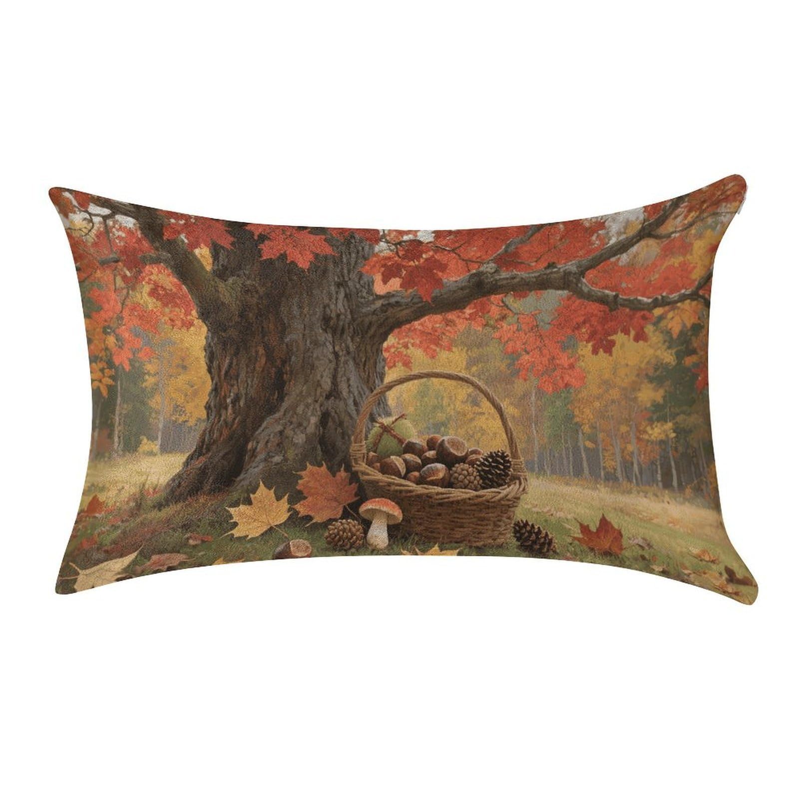 VstaDank Autumn Fall Harvest Maple Pillow Covers Rectangular Cushion Case Cozy Decorative Throw Pillowcase Luxury Lumbar Pillow Shells with Zipper Soft Velvet Pillows Shams 12 X 20 in