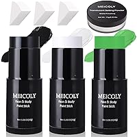 Vista 10 de MEICOLY Barra de Pintura Facial y Corporal Naranja (29.99 g), Crema para Cara de Halloween, Efectos Especiales SFX de Calabaza y Tigre, Negro