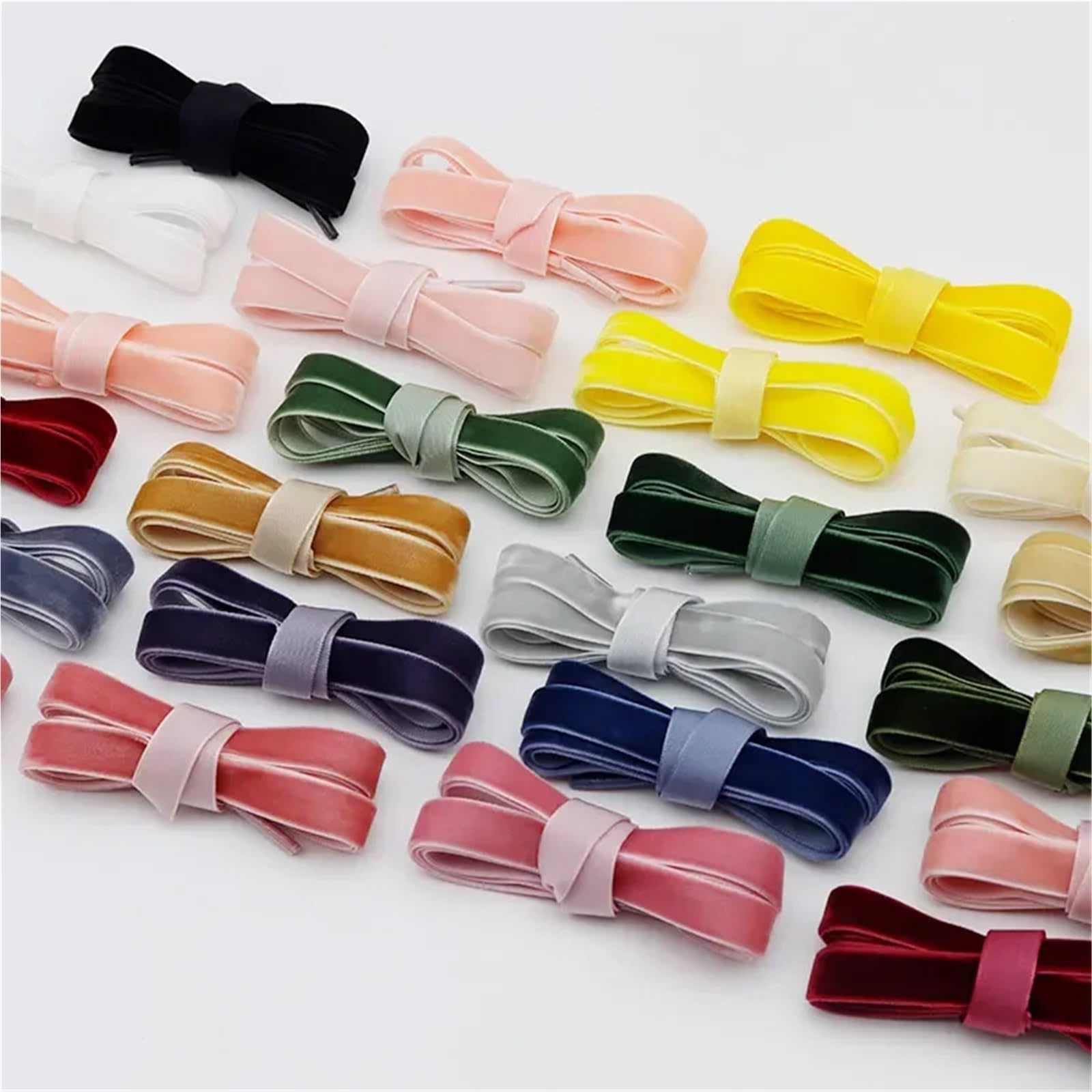 Cordones esponjosos, 4 Pares de Cordones de Felpa Planos de un Solo Lado con Cinta de Terciopelo de 12,7mm for Zapatos Informales
