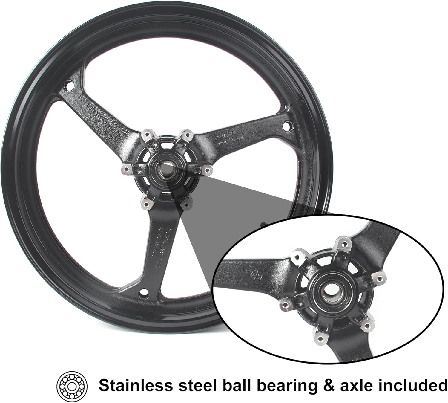 Gloss Black Front Wheel Rim Compatible with Honda CBR600RR 2007-2015, Bearing include, Motorcycle Replacement Accessories Parts