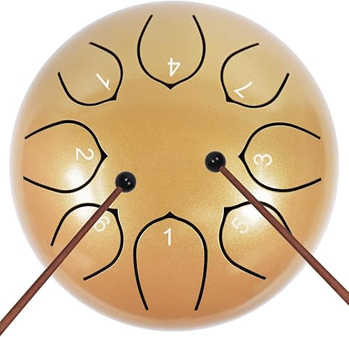 Tambor de lengua de acero, 8 notas, 6 pulgadas, tambor de lluvia para exterior con bolsa, libro de música, mazos de tambor, soporte para mazo, púas