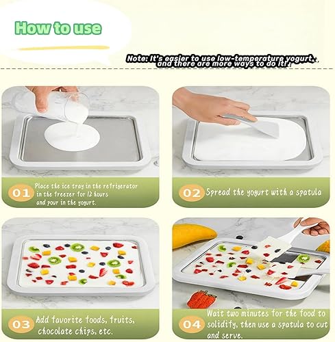 Miniatura 3 de Máquina de helados instantáneos, máquina de helados enrollados, máquina de helado suave, perfecta para yogur congelado y mucho más. Máquina de rollo