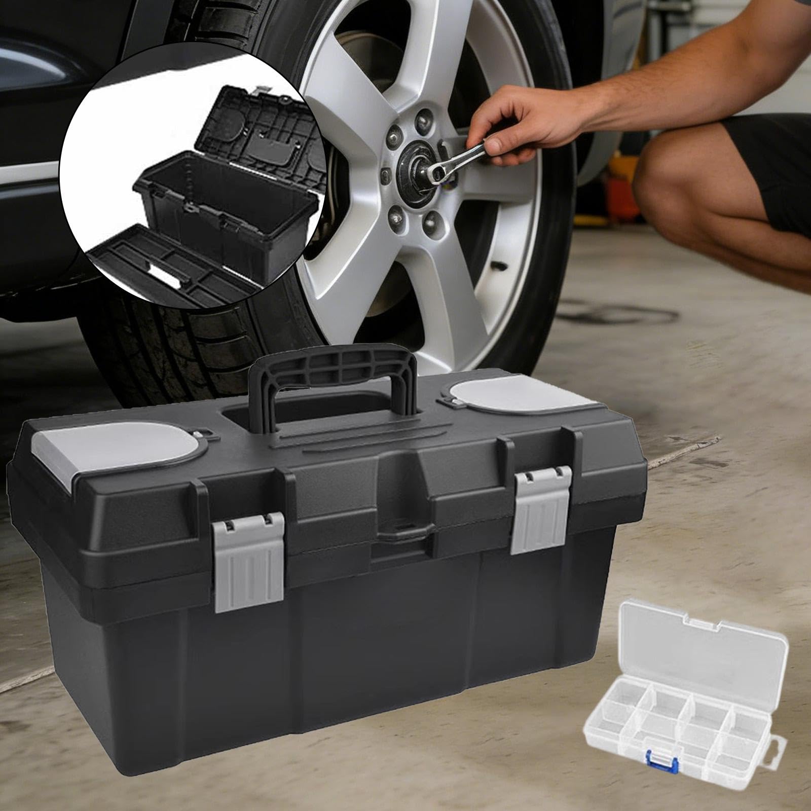 Contenitore Portatile, Organizer, Contenitore di Stoccaggio, Custodia Rigida per Il Trasporto di Attrezzature E Utensili per Autoveicoli, Elettronici, Vassoio