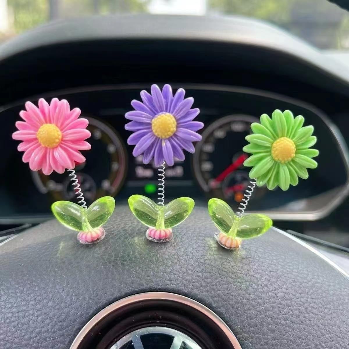 ZWIK.shop Resin Car Dashboard Decor Flower (5Pcs) | Cute Mini Shaking Head Dancing Sunflowers Car Interior Decoration Accessories | Mirror Decorative Ornaments| (Multicolor) - Image 6 thumbnail
