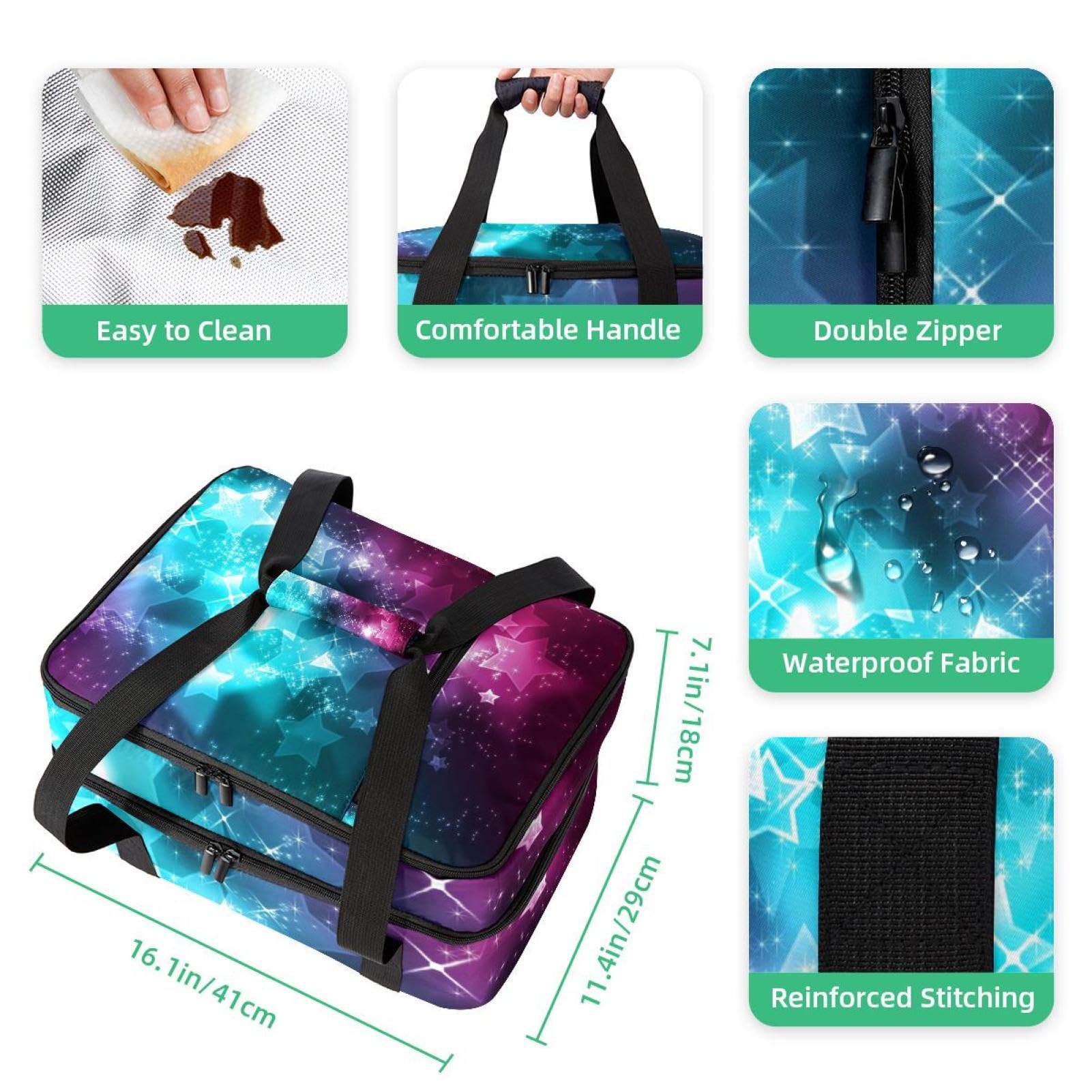 Amazon | 保冷バッグ、ランチバッグ二層クーラーバッグ、ギャラクシー