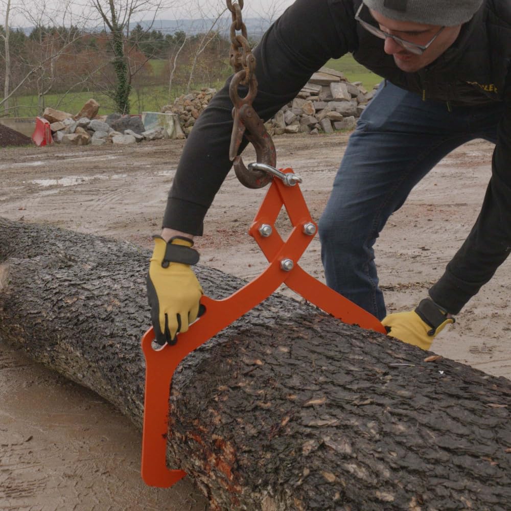 Oxeo Pince forestière capacité 1000 kg - pour Troncs Max. 700 mm - Pince de Levage 2 mandrins de Serrage - Force 1 Tonne - poignée