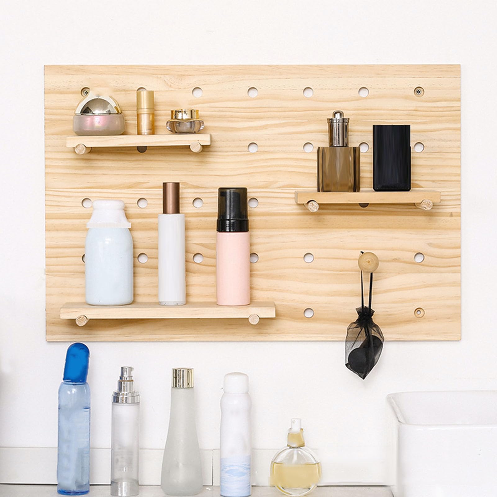 Asixxsix Pegboard De Madera, Kit De Organizador De Pared De Combinación De Tablero De Madera De 40x60cm Soluciones Colgantes Personalizables Madera Del Panel De La Exhibición Pegboard