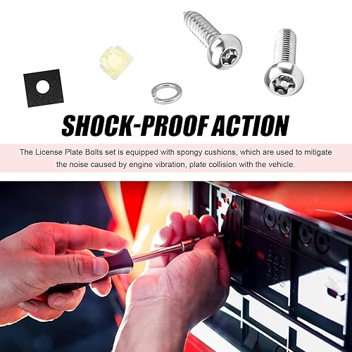 Miniatura 3 de WZP Tornillos antirrobo para matrícula, juego de tornillos de placa de matrícula de acero inoxidable resistentes a manipulaciones, tornillos