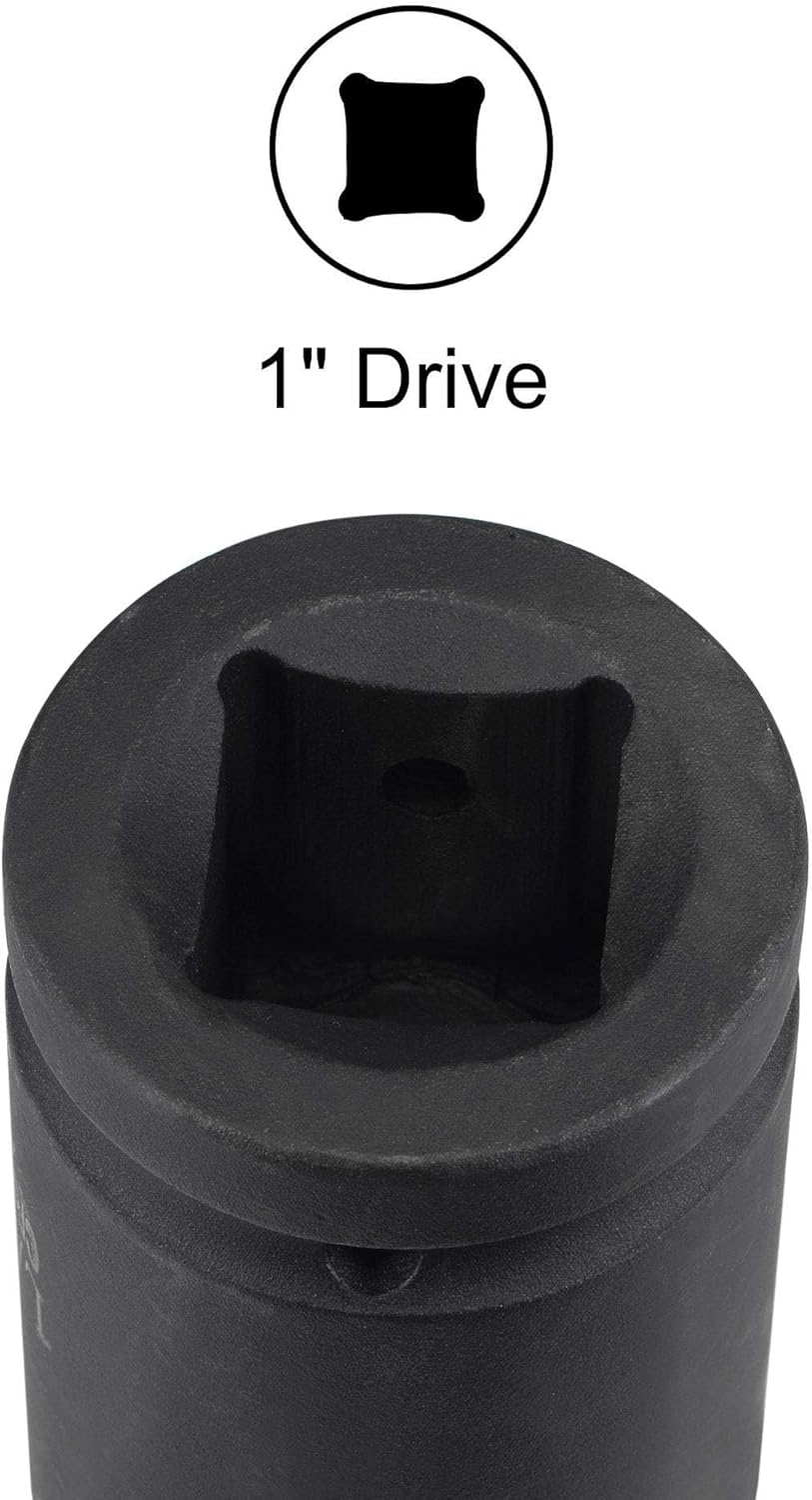 TA-VIGOR 1 Inch Drive by 33mm 6-Point Impact Socket, Durable Reliable CR-MO 80mm Length, Standard Metric Sizes for Home Car Repair