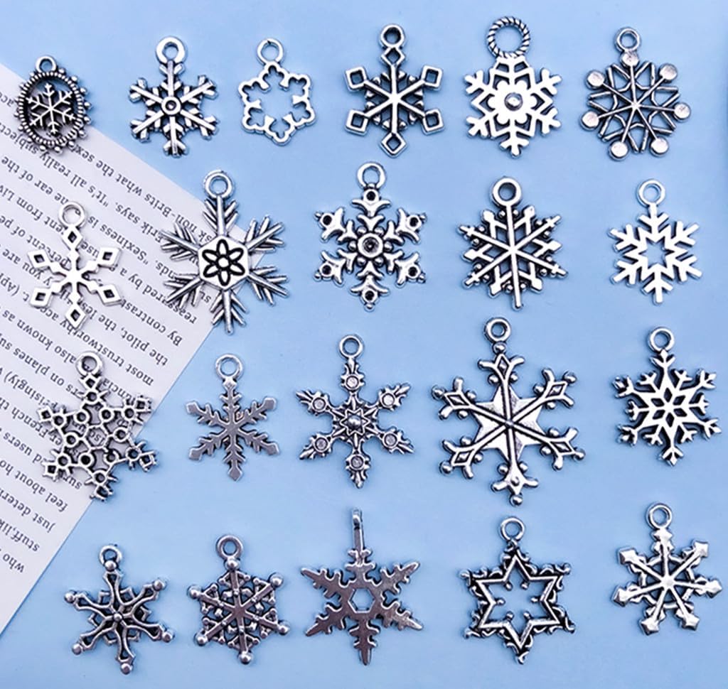 Assorted Christmas Snowflake Charms Xmas Pendant for Holiday DIY Jewelry Making Findings(40pcs) - Image 2