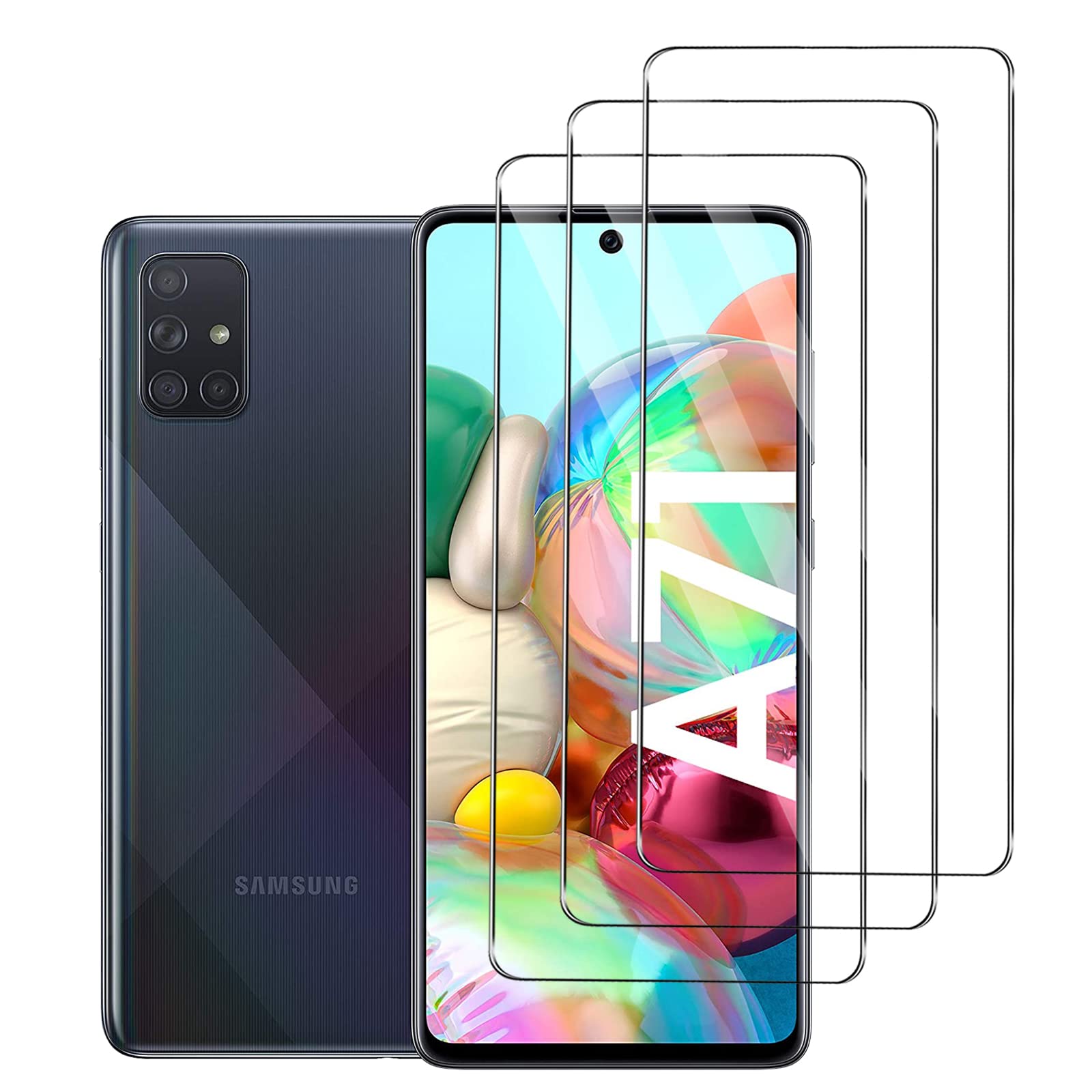 ifymei3 Pack Screen Protector for Samsung Galaxy A71, Anti-Scratch, HD Clear, Bubble-Free, 9H Hardness Tempered Glass Screen Protector for Samsung Galaxy A71