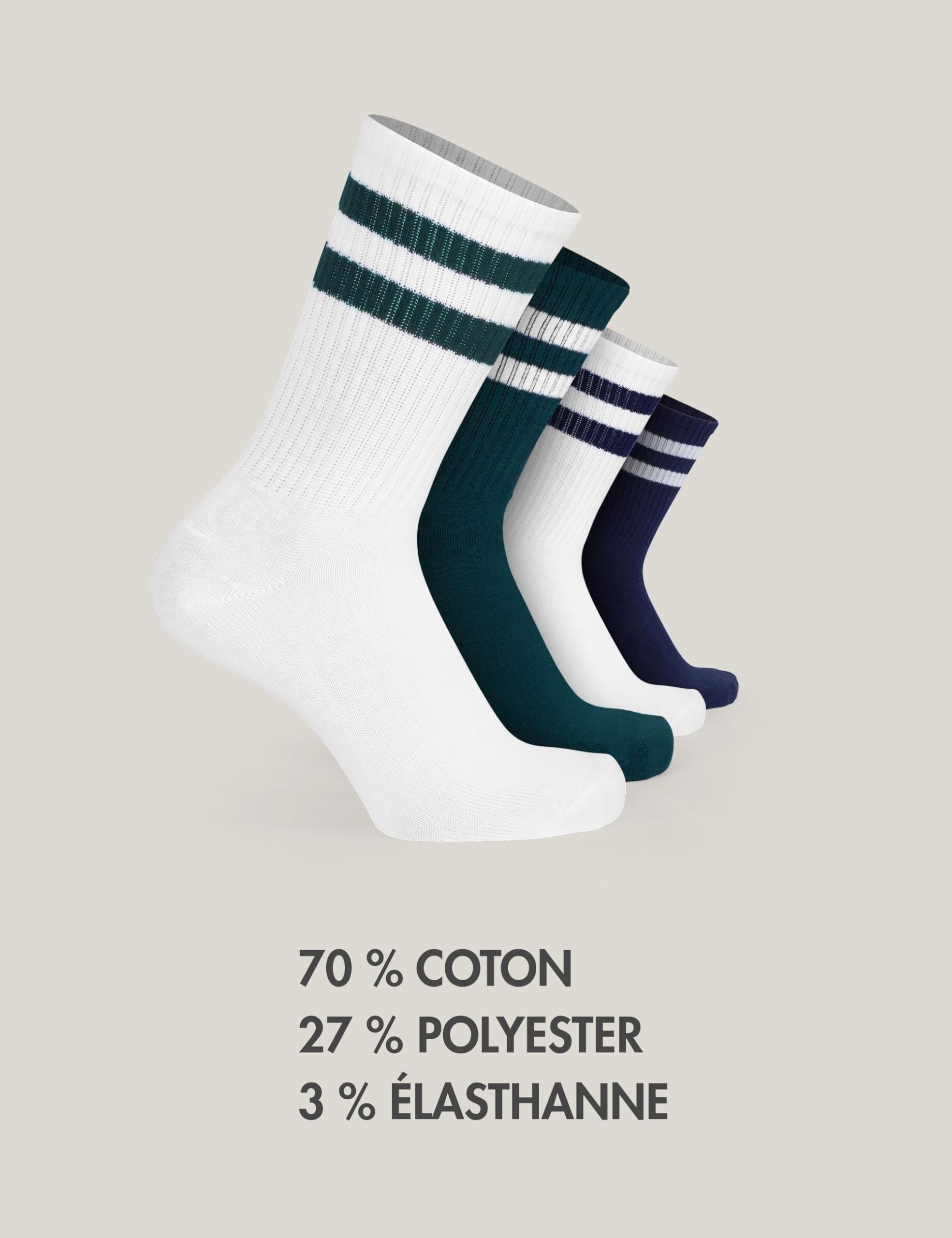 Basic Treasure Lot de 4 Paires de Chaussettes de Tennis Enfant en Coton