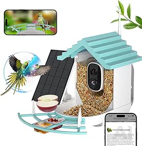 Smart Bird Feeder with Camera, Bird House with Solar Powered AI Recognition Instant Notifications, Feeder with Wireless Camera Ideal Gift for Bird Lover asin的图片
