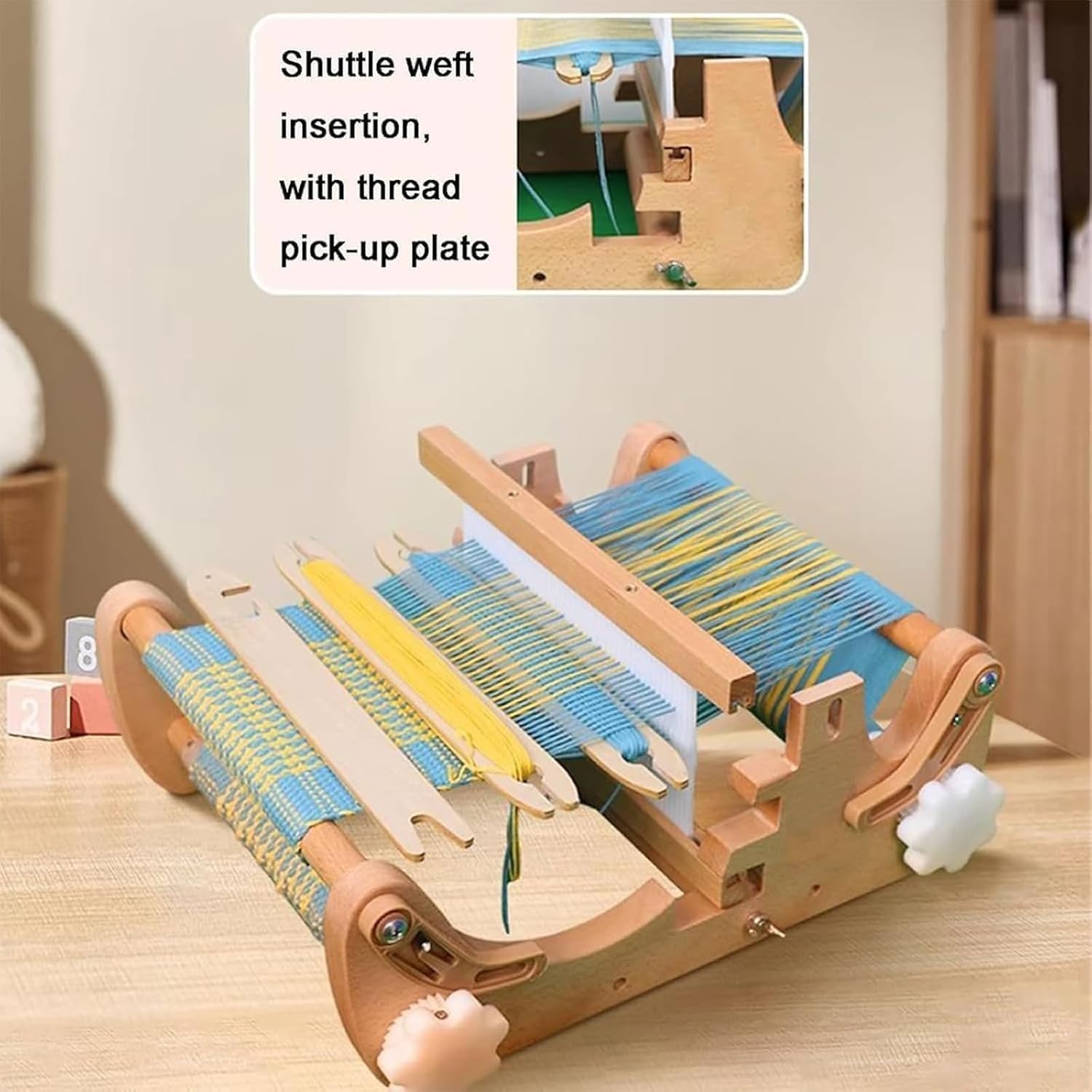 TsoLay Telar De Madera De Sobremesa, Máquina De Tejer Manual DIY, No Plegable/Densidad Ajustable/Ancho Máximo De Tejido 20cm, para Asientos De Té, Posavasos, Salvamanteles, Bolsas De Tela