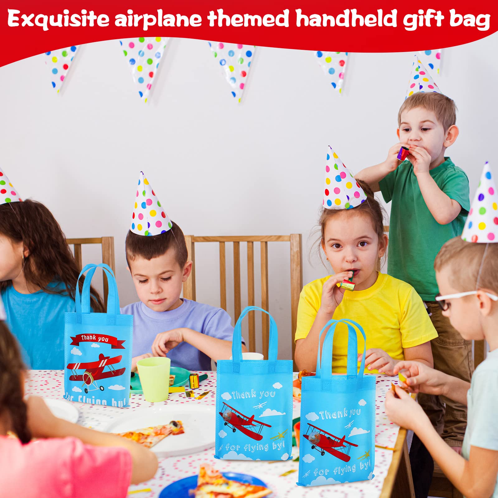 Ferraycle 24 Stück Party-Geschenktüten Aus Vlies – Bunt, Mit Griffen, Für Erdbeer-Thema, Ca. 25x20 Cm