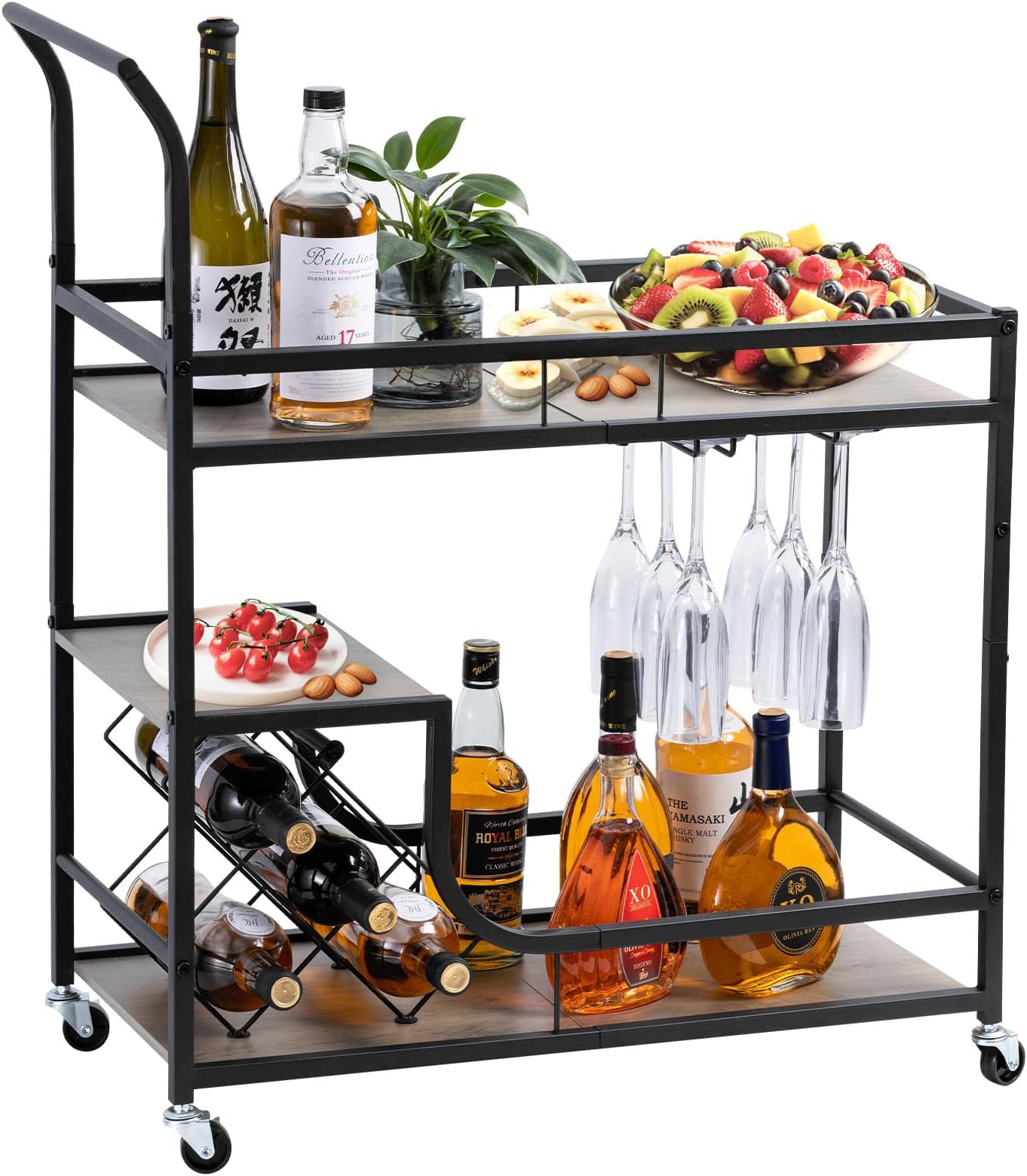 Amazon.com - GAOMON Gold Bar Cart, 3 Tier Bar Carts with Wheels ...