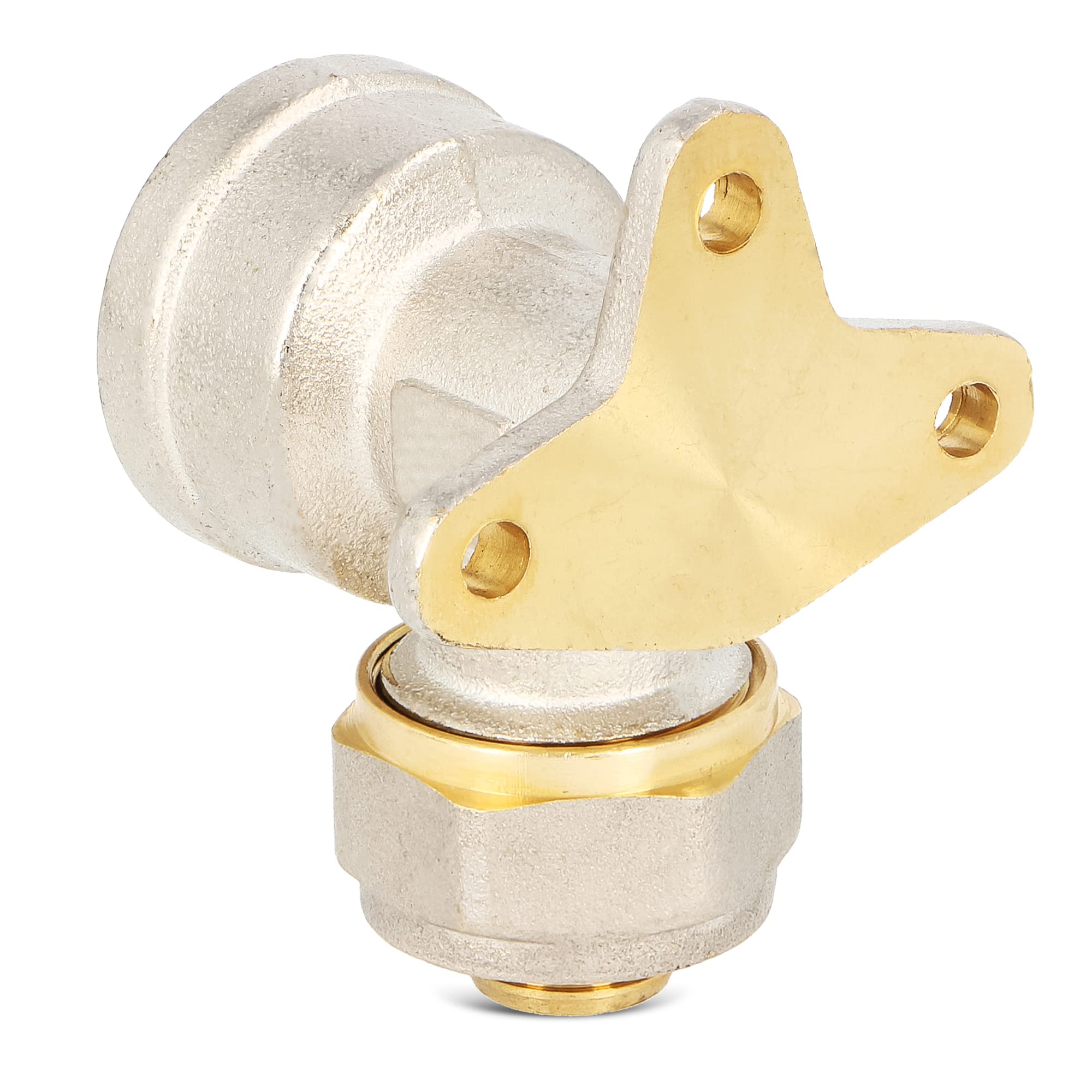 Codo PEX con arandela de pared 20 x 3/4" IG - Calefacción de agua - Pieza en V - Montaje de tornillo - Placa de compresión - Conexión de tubería