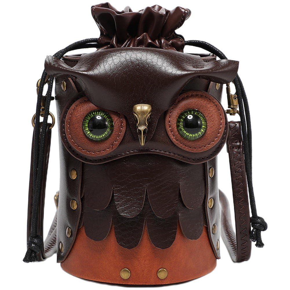 Sac à main hibou steampunk en cuir PU robuste et finitions métalliques rétro