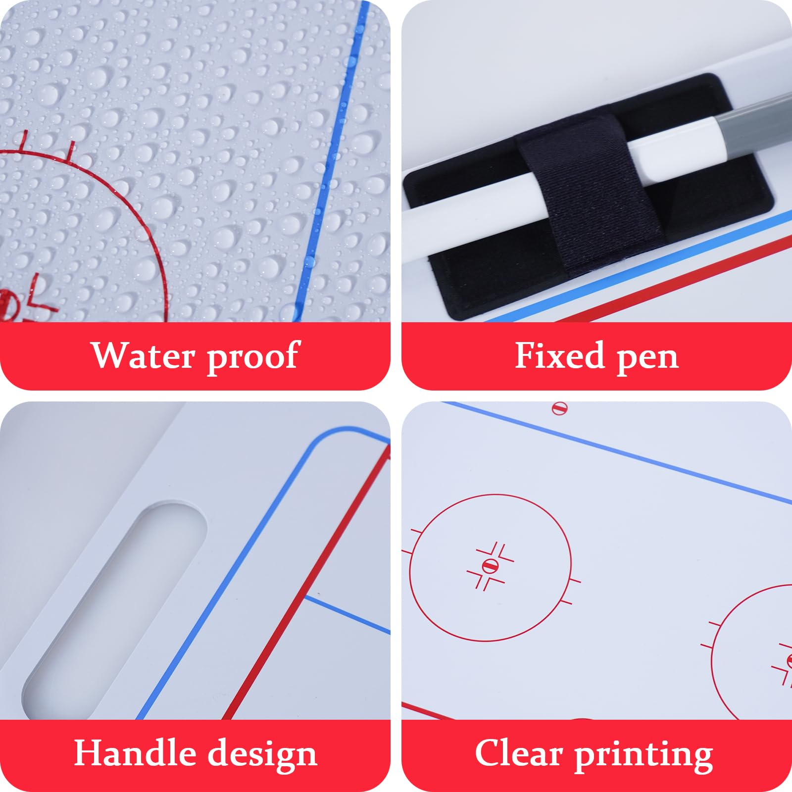 Joyeee Lavagna bianca tattica cancellabile su entrambi i lati con pennarello e clip per penna per allenatori, giocatori, accessori per attrezzature da hockey, regalo perfetto per allenatori, giocatori