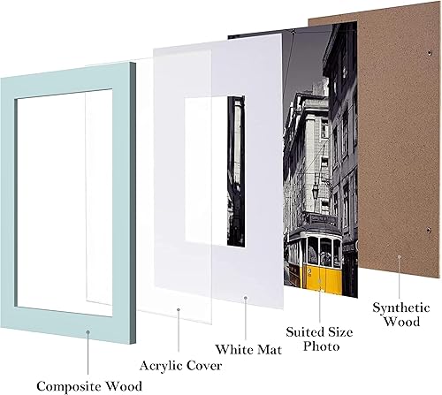 Vista 102 de eletecpro Juego de 10 marcos de fotos de 8.5 x 11 pulgadas, collage de fotos, decoración de pared, fotos de 5 x 7 con paspartú o de 8.5 x 11 Negro