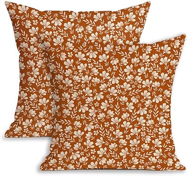 Allorry Rust Pillow Covers 20x20 Set of 2 Cute Vintage Daisy Floral Decorative Pillow Cases Spring Summer Fall Rustic Farmhouse Decor Cushion Covers Home Sofa Bed Outdoor Decor Gifts CY-001G20
