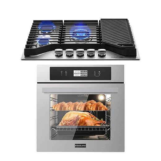 GASLAND 30 Inch Heavy Duty Gas Cooktop+24 Inch Electric Wall Oven