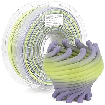iSANMATE 3D Printer Filament, Matte PLA Plus Filament 1.75mm, Fast Change Multicolor Rainbow PLA Filament, Yellow, Purple 3D Printing Filament 1KG/2.2lb