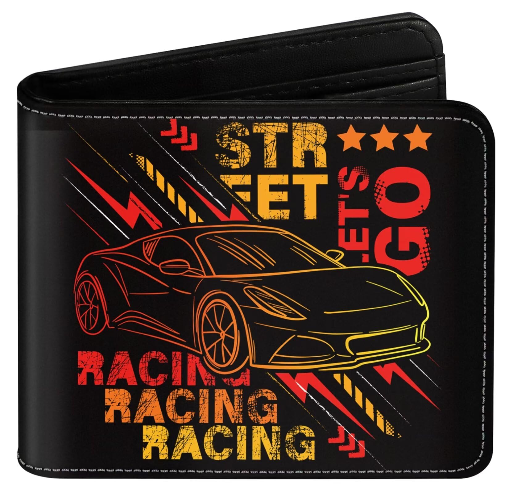 Teen Boys Wallet for Kids 6-8 9-12 12-14 , Funny Car Novelty Leather Cool Wallets With Credit Id Card Cash Holder Black Rfid Blocking Zipper for Teens