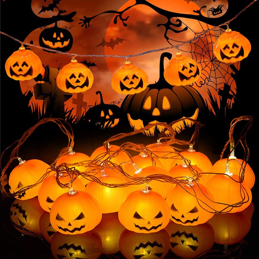 Idefair Halloween Decor Pumpkin String Lights,Waterproof 10ft 20LED