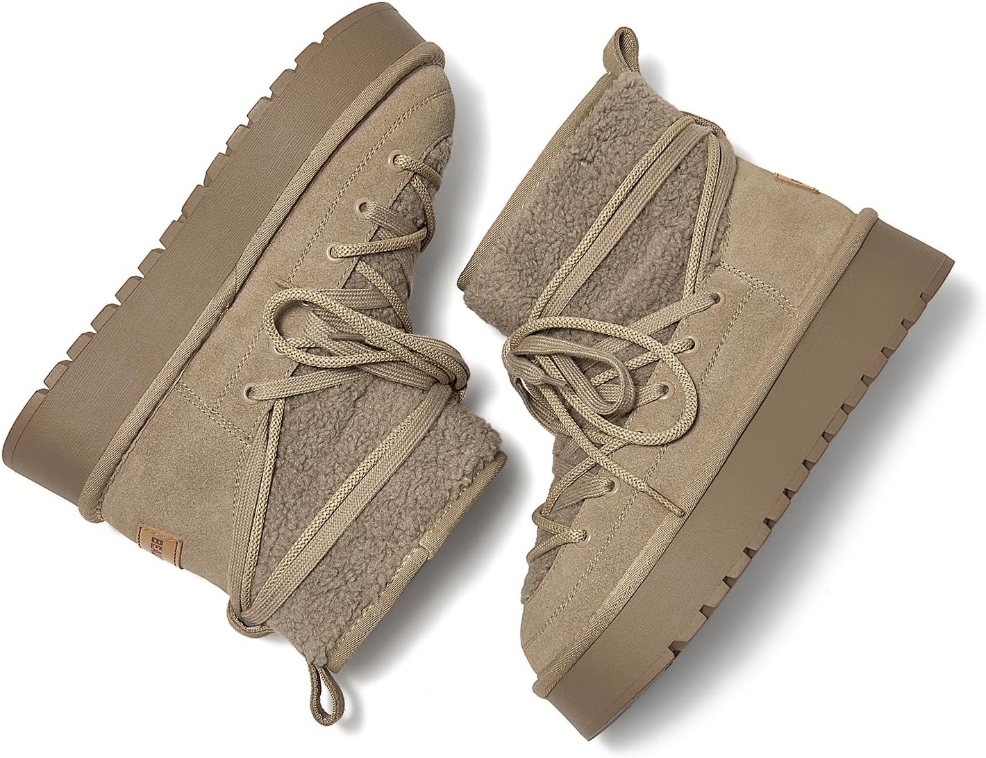 BEAU TODAY Snow Boots for Women, Platform Anti-Slip Winter Booties, Warm Fur Lace Up Round Toe Ankle Boots for Women, Comfort Faux Fur Outdoor Walking Boots - Image 7