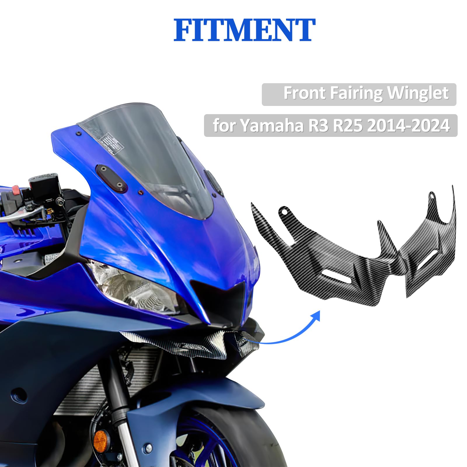 Aerodynamic Winglets For R3 Front Fairing Winglets For Yamaha YZF-R3 ...