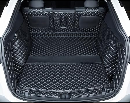 Fit Tesla Model Y Boot Liner Trunk Dog Cover Liner Mat 2020-2025 Tesla Model Y 5 Seater Car Trunk Liner Accessories - Black with Black Stitching