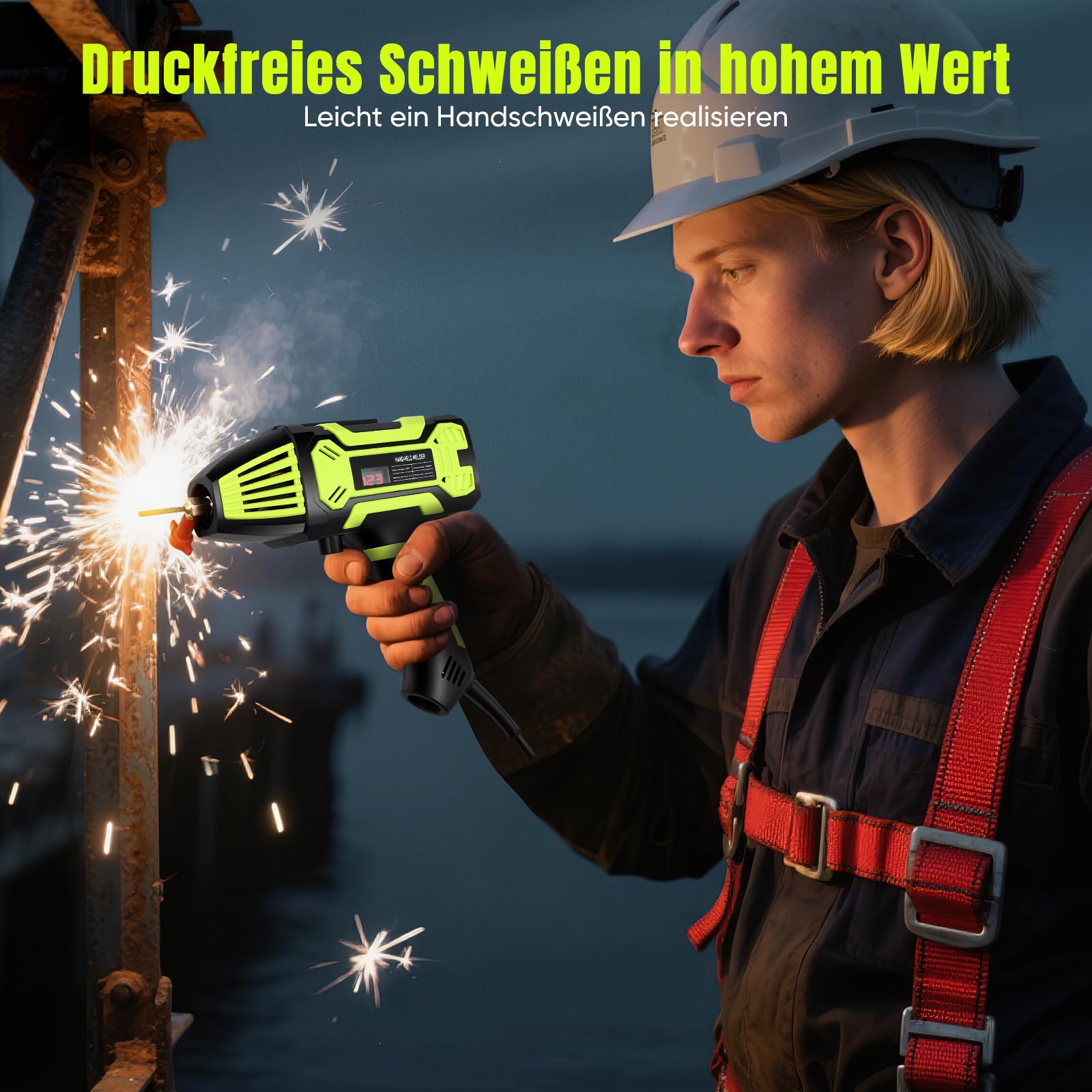 Lichtbogenschweißgerät, 220 V Handschweißgerät mit 6 Variable Stromeinstellungen, 20-200ampfbarem Ausgangsstrom, geeignet für 3/32 "-1/8" (2,4-3,2 mm) Schweißstangen (grün)
