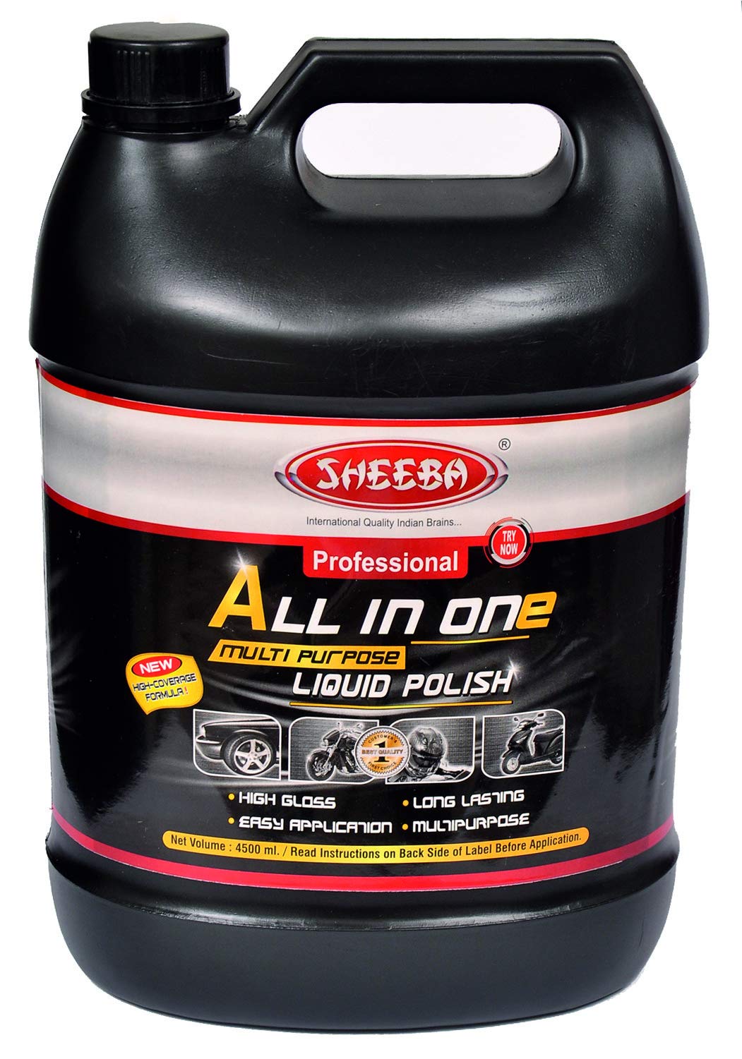 SHEEBA All in One Multipurpose Liquid Polish for Car, Motorbike, Scooter, Household, Office Care | High Gloss | Easy Application | For Interior & Exterior Surfaces -4500mL with Applicator Pad.